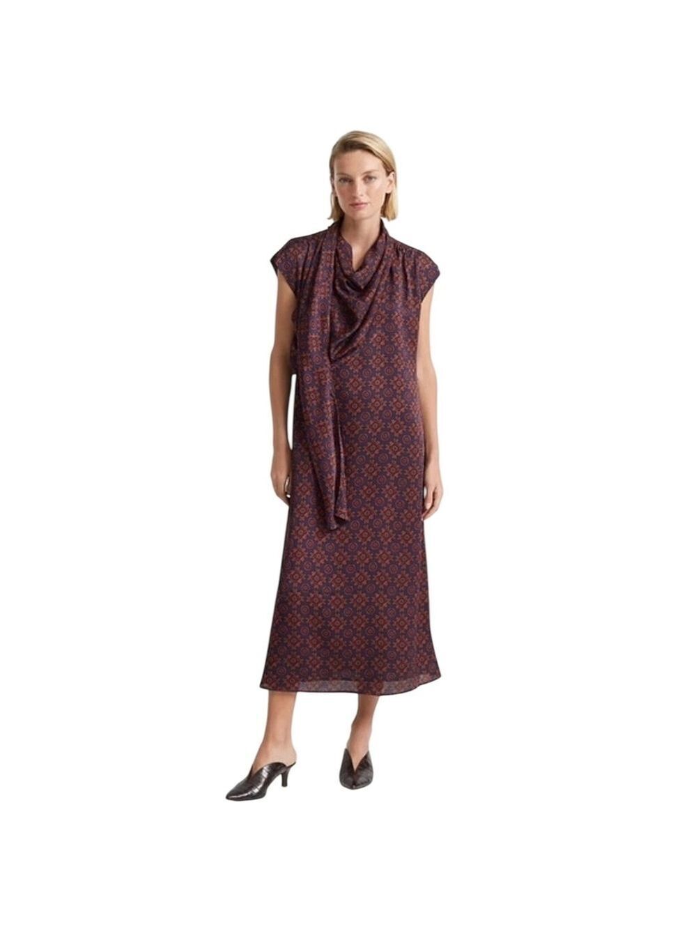 Club Monaco Drape Neck Midi Shift Dress Sz 00